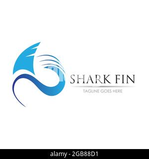 Modello di design con logo a pinna di squalo. Illustrazione vettoriale Illustrazione Vettoriale