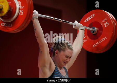 Tokyo, Kanto, Giappone. 2 agosto 2021. Martha Ann Rogers (USA) partecipa all'evento femminile di sollevamento pesi di 87kg alle Olimpiadi estive del 2020 al Tokyo International Forum. (Credit Image: © David McIntyre/ZUMA Press Wire) Foto Stock