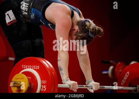 Tokyo, Kanto, Giappone. 2 agosto 2021. Martha Ann Rogers (USA) partecipa all'evento femminile di sollevamento pesi di 87kg alle Olimpiadi estive del 2020 al Tokyo International Forum. (Credit Image: © David McIntyre/ZUMA Press Wire) Foto Stock