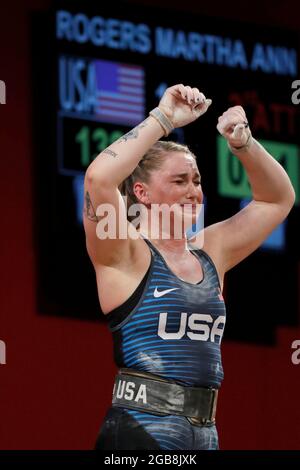 Tokyo, Kanto, Giappone. 2 agosto 2021. Martha Ann Rogers (USA) partecipa all'evento femminile di sollevamento pesi di 87kg alle Olimpiadi estive del 2020 al Tokyo International Forum. (Credit Image: © David McIntyre/ZUMA Press Wire) Foto Stock