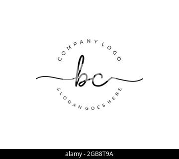 BC monogramma di bellezza del logo Femminile e design elegante del logo, logo di scrittura a mano della firma iniziale, matrimonio, moda, floreale e botanico con creativo Illustrazione Vettoriale