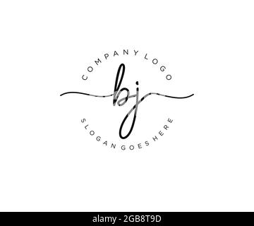 BJ Monogramma di bellezza del logo femminile e design elegante del logo, logo di scrittura a mano della firma iniziale, matrimonio, moda, floreale e botanico con creativo Illustrazione Vettoriale