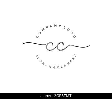 LOGO CC Femminile monogramma di bellezza e design elegante logo, scritta a mano logo di firma iniziale, matrimonio, moda, floreale e botanico con creativo Illustrazione Vettoriale