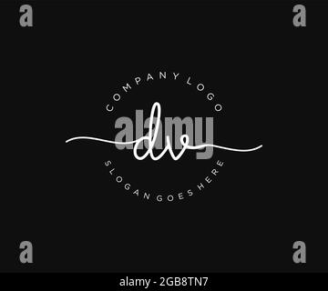 Monogramma di bellezza con logo DV Femminile ed elegante design con logo, logo scritto a mano della firma iniziale, matrimonio, moda, floreale e botanico con creatività Illustrazione Vettoriale