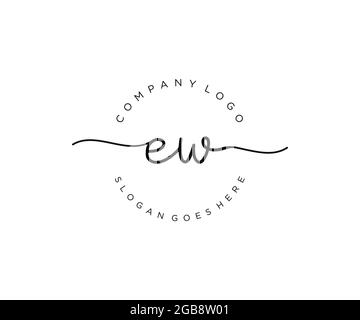 EW monogramma di bellezza del logo Femminile e design elegante del logo, logo di scrittura a mano della firma iniziale, matrimonio, moda, floreale e botanico con creativo Illustrazione Vettoriale