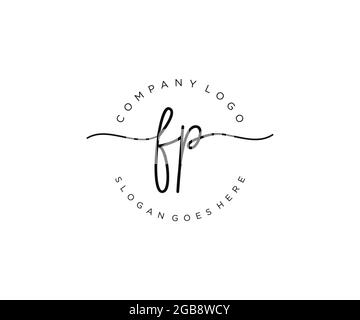 FP monogramma di bellezza con logo femminile e design elegante con logo, logo scritto a mano di firma iniziale, matrimonio, moda, floreale e botanico con creatività Illustrazione Vettoriale