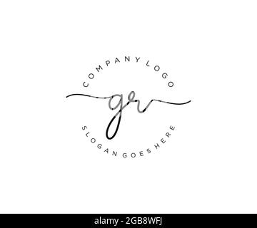 GR monogramma di bellezza con logo femminile e design elegante con logo, logo scritto a mano di firma iniziale, matrimonio, moda, floreale e botanico con creatività Illustrazione Vettoriale