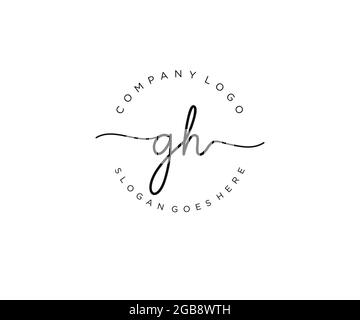 GH Monogramma di bellezza del logo Femminile e design elegante del logo, logo di scrittura a mano della firma iniziale, matrimonio, moda, floreale e botanico con creativo Illustrazione Vettoriale