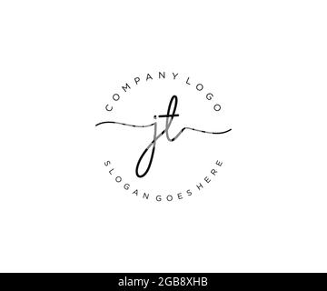 Monogramma di bellezza del logo JT Femminile e design elegante del logo, logo di scrittura a mano della firma iniziale, matrimonio, moda, floreale e botanico con creativo Illustrazione Vettoriale