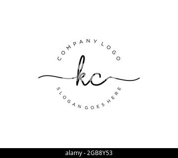 KC Monogramma di bellezza del logo femminile e design elegante del logo, logo di scrittura a mano della firma iniziale, matrimonio, moda, floreale e botanico con creativo Illustrazione Vettoriale