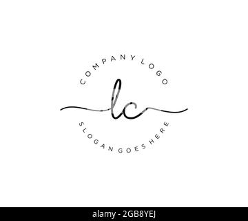LC Monogramma di bellezza con logo femminile ed elegante design con logo, logo scritto a mano di firma iniziale, matrimonio, moda, floreale e botanico con creatività Illustrazione Vettoriale