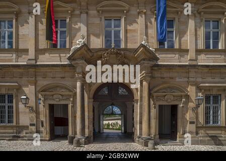 Portale principale della Nuova Residenza, Bamberga, alta Franconia, Baviera, Germania Foto Stock