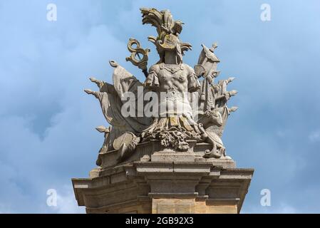 Scultura sullo Statale di fronte al Residenz, Ansbach, Franconia Centrale, Baviera, Germania Foto Stock