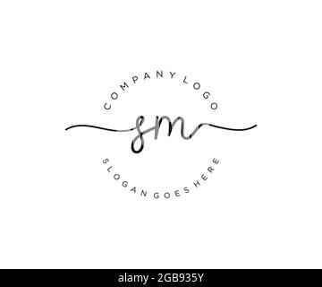 SM monogramma di bellezza del logo femminile e design elegante del logo, logo di scrittura a mano della firma iniziale, matrimonio, moda, floreale e botanico con creativo Illustrazione Vettoriale