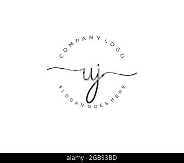 Monogramma di bellezza del logo UJ Femminile e design elegante del logo, logo di scrittura a mano della firma iniziale, matrimonio, moda, floreale e botanico con creativo Illustrazione Vettoriale