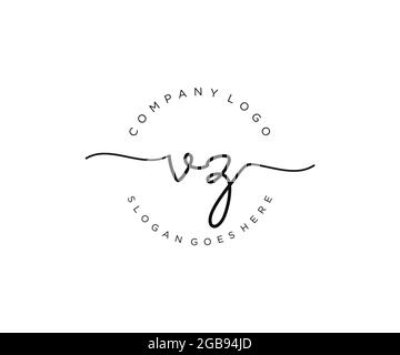 VZ monogramma di bellezza del logo femminile e design elegante del logo, logo di scrittura a mano della firma iniziale, matrimonio, moda, floreale e botanico con creativo Illustrazione Vettoriale