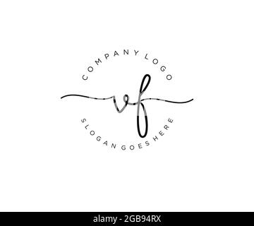 VF Monogramma di bellezza e logo femminile elegante design, scritta a mano logo di firma iniziale, matrimonio, moda, floreale e botanico con creativo Illustrazione Vettoriale