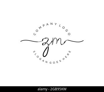 ZM monogramma di bellezza del logo femminile e design elegante del logo, logo di scrittura a mano della firma iniziale, matrimonio, moda, floreale e botanico con creativo Illustrazione Vettoriale