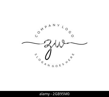 ZW Monogramma di bellezza del logo femminile e design elegante del logo, logo di scrittura a mano della firma iniziale, matrimonio, moda, floreale e botanico con creativo Illustrazione Vettoriale