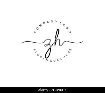 ZH monogramma di bellezza del logo Femminile e design elegante del logo, logo di scrittura a mano della firma iniziale, matrimonio, moda, floreale e botanico con creativo Illustrazione Vettoriale