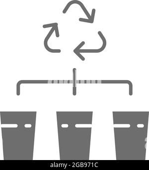 Raccolta rifiuti separata, icona grigia di ordinamento rifiuti. Illustrazione Vettoriale