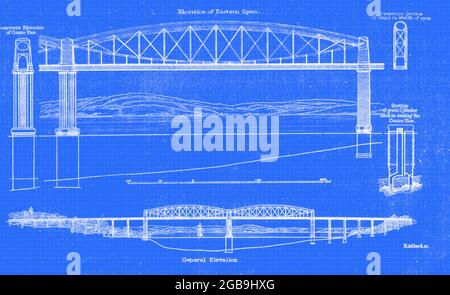 Il Royal Albert Bridge (ponte Saltash) è un ponte ferroviario che attraversa il Tamar in Inghilterra tra Plymouth, Devon e Saltash, Cornovaglia. Dal libro la vita del Regno di Isambard Brunel, ingegnere civile. Di Isambard Brunel pubblicato a Londra da Longmans, Green nel 1870. Isambard Kingdom Brunel FRS MInstCE (9 aprile 1806 – 15 settembre 1859) è stato un ingegnere civile inglese, considerato "una delle figure più ingegnose e prolifiche della storia ingegneristica", "uno dei giganti dell'ingegneria del XIX secolo", e "una delle più grandi figure della rivoluzione industriale, che ha cambiato la f Foto Stock