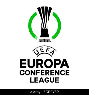 Vinnytsia, Ucraina - 30 luglio 2021. Logo della conferenza UEFA League. Illustrazione vettoriale editoriale Illustrazione Vettoriale