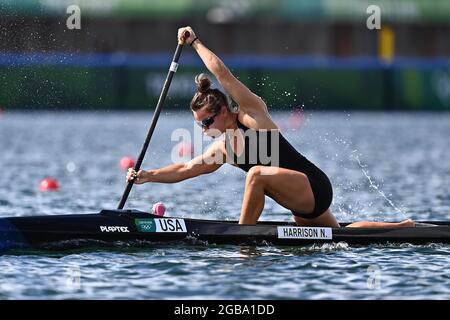 Tokyo, Giappone. 3 agosto 2021. Canoa Sprint. Sea Forest Waterway. 6-44. 3chome. Uminomori. Koto-ku. Tokyo. Nevin Harrison (USA). Credit Garry Bowden/Sport in Pictures/Alamy Live News Credit: Sport in Pictures/Alamy Live News Foto Stock