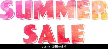 Ciao estate. Moderno design calligrafico della T-shirt con palme piatte su luminoso sfondo colorato acquerello. Illustrazione Vettoriale