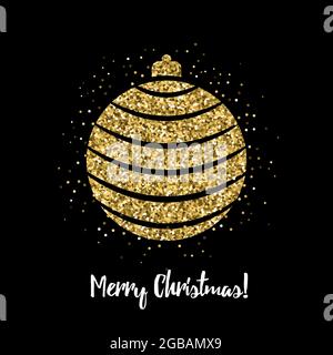 Palla di Natale con effetto glitter. Design della scheda vettoriale. Illustrazione Vettoriale