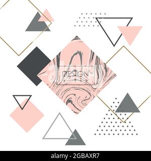 Sfondo geometrico minimalista alla moda. Motivo in marmo rosa. Illustrazione vettoriale. Illustrazione Vettoriale