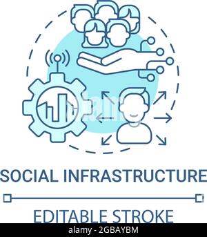 Icona del concetto blu dell'infrastruttura sociale Illustrazione Vettoriale