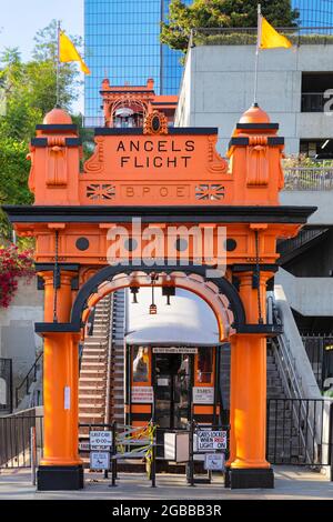 Angels Flight Railway nel centro di Los Angeles, Los Angeles, California, Stati Uniti d'America, Nord America Foto Stock
