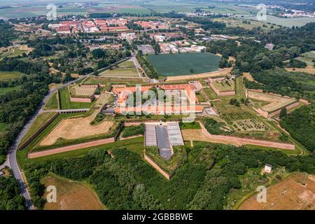 Aereo della Fortezza di Terezin, utilizzato dal Gestapo come prigione nella seconda guerra mondiale, Repubblica Ceca, Europa Foto Stock