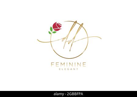 DD monogramma di bellezza del logo Femminile e design elegante del logo, il logo di scrittura a mano della firma iniziale, il matrimonio, la moda, floreale e botanico con creativo Illustrazione Vettoriale
