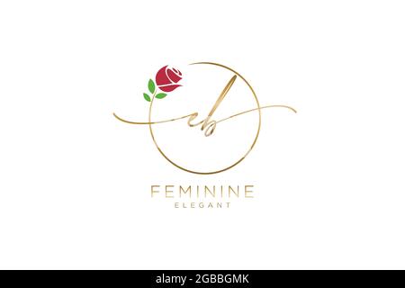 EB monogramma di bellezza del logo femminile ed elegante disegno del logo, marchio di scrittura di firma iniziale, cerimonia nuziale, moda, floreale e botanico con creativo Illustrazione Vettoriale
