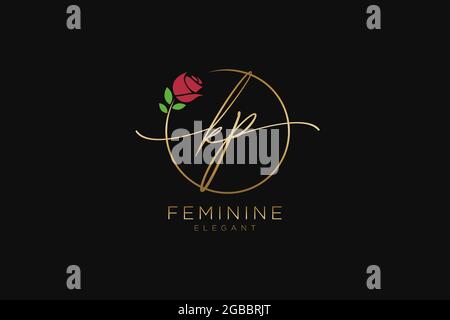 KP Monogramma di bellezza del logo femminile e design elegante del logo, logo di scrittura a mano della firma iniziale, matrimonio, moda, floreale e botanico con creativo Illustrazione Vettoriale