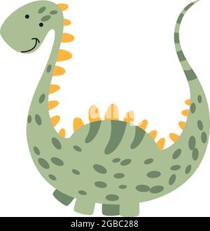 Illustrazione Dinosaur diplodocus nello stile di un cartone animato. Oggetto isolato su sfondo bianco. Un animale del periodo giurassico simile a un dr Illustrazione Vettoriale