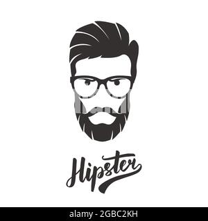 Hipster moda uomo bearded ritratto in occhiali. Illustrazione vettoriale. Illustrazione Vettoriale