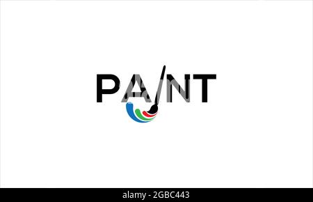 Logo testo vernice con pennello blu rosso verde in colore nero e logo vettoriale piatto minimal o LOGO ARTE tipografia Illustrazione Vettoriale