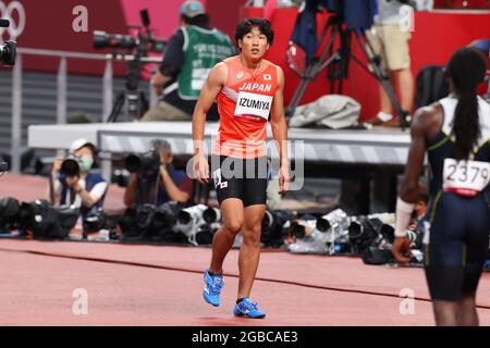 Shunsuke Izumiya (JPN), 3 AGOSTO 2021 - Atletica : Hurdles Round 1 da 110 m per uomini durante i Giochi Olimpici di Tokyo 2020 allo Stadio Nazionale di Tokyo, Giappone. (Foto di YUTAKA/AFLO SPORT) Foto Stock