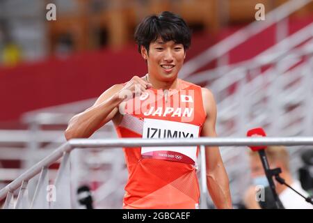 Shunsuke Izumiya (JPN), 3 AGOSTO 2021 - Atletica : Hurdles Round 1 da 110 m per uomini durante i Giochi Olimpici di Tokyo 2020 allo Stadio Nazionale di Tokyo, Giappone. (Foto di YUTAKA/AFLO SPORT) Foto Stock