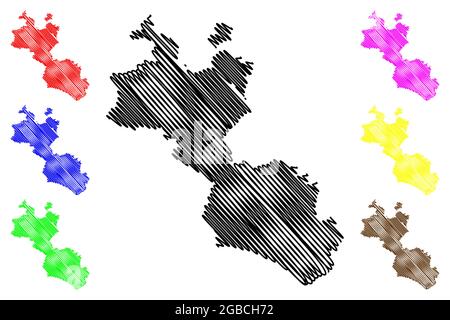 Consorzio comunale libero di Caltanissetta (Italia, Repubblica Italiana, Regione Sicilia) mappa illustrazione vettoriale, abbozzetto Provincia di Caltanissetta Illustrazione Vettoriale