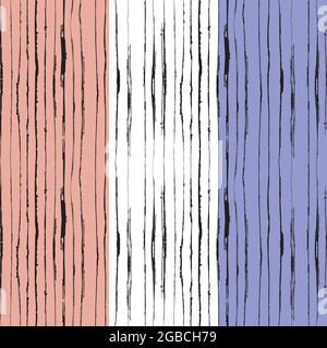 Grunge linee dipinte a mano, motivo verticale senza giunture. Vettore. Strisce ruvide a pennello di inchiostro. Qualità perfetta Illustrazione Vettoriale