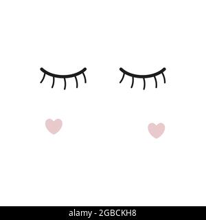Ciglia vettoriali. Occhi chiusi. Icona vettore. Design carino Illustrazione Vettoriale