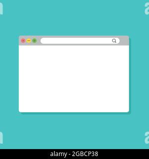 Design moderno della finestra del browser isolato su sfondo blu. Schermata della finestra Web. Illustrazione Vettoriale