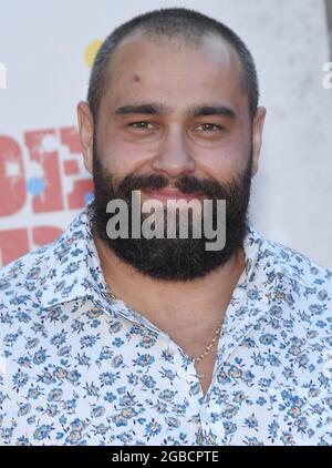 Miro arriva alla squadra SUICIDE World Premiere tenuta al Regency Village Theatre di Westwood, CA lunedì 2 agosto 2021. (Foto di Sthanlee B. Mirador/Sipa USA) Foto Stock