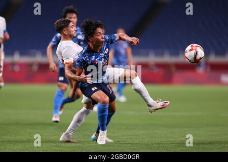 Tokyo, Giappone. 03 2021 agosto: Daichi Hayashi (JPN), 3 AGOSTO 2021 - Calcio/Calcio : Semifinale maschile tra Giappone 0-1 Spagna durante i Giochi Olimpici di Tokyo 2020 al Saitama Stadium di Saitama, Giappone. (Foto di Naoki Morita/AFLO SPORT) Foto Stock