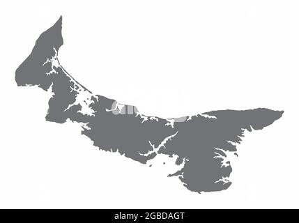 Mappa silhouette isola Prince Edward isolata su sfondo bianco, Canada Illustrazione Vettoriale