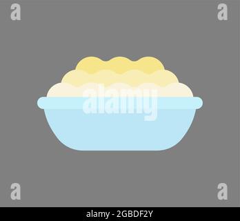 Purè di patate in piastra. Piastra di porridge isolato. Illustrazione vettoriale Illustrazione Vettoriale